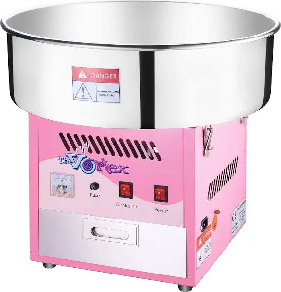 Cotton Candy Machine 1000W Floss Maker, Stainless Pan Sugar or Hard Candy, Pink