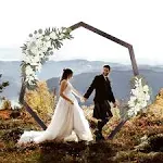 Wooden Wedding Arch 7.2FT, Heptagonal Wood Arch for Wedding Ceremony, 