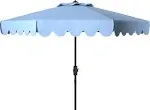 Safavieh Venice Single Scallop 9ft Crank Outdoor Push Button Tilt Umbrella - Baby Blue/White