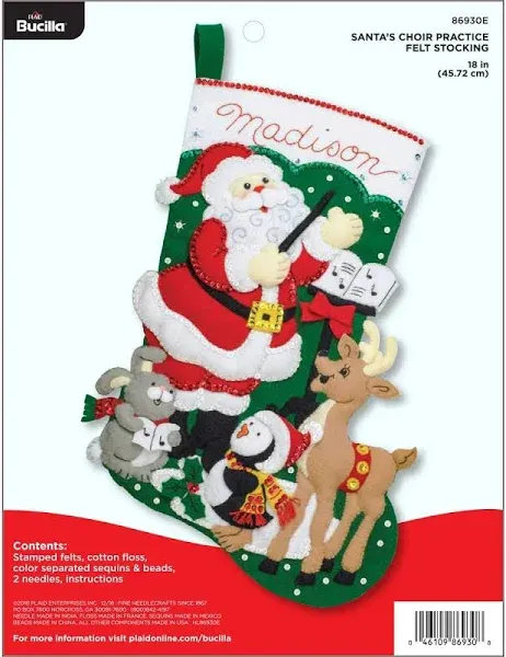 Bucilla Felt Stocking Applique Kit 18" Long Santa's Choir Practice