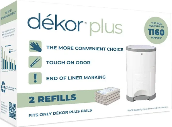 Diaper Dekor Plus Diaper Pail Refills - 2 pack