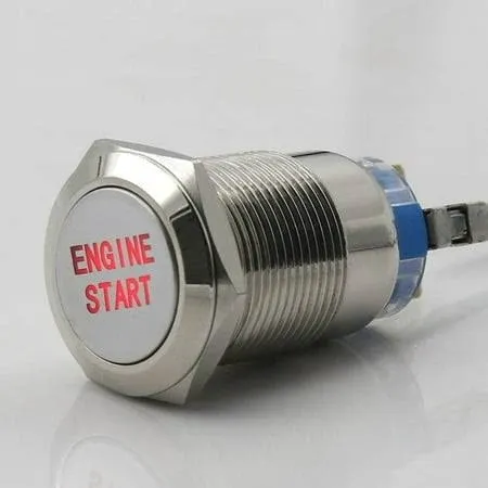 Engine Start Button Push Switch Ignition Car Red LED Metal Round Bolt-On 12V DC