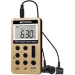 Retekess V112 AM FM Radio Portable, Mini Radio with Earphone Pocket, Digital Tuning Rechargeable Battery LCD Display for Walking Jogging(Gold)