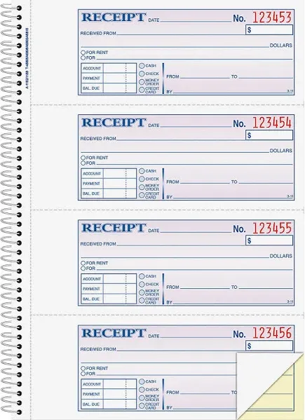 Adams Spiral Money/rent Receipt Book