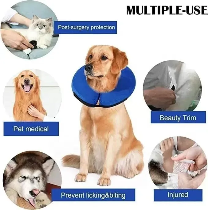 Bencmate Protective Inflatable Collar for Dogs and Cats - Soft Pet Recovery Collar Does Not Block Vision E-Collar (Large)