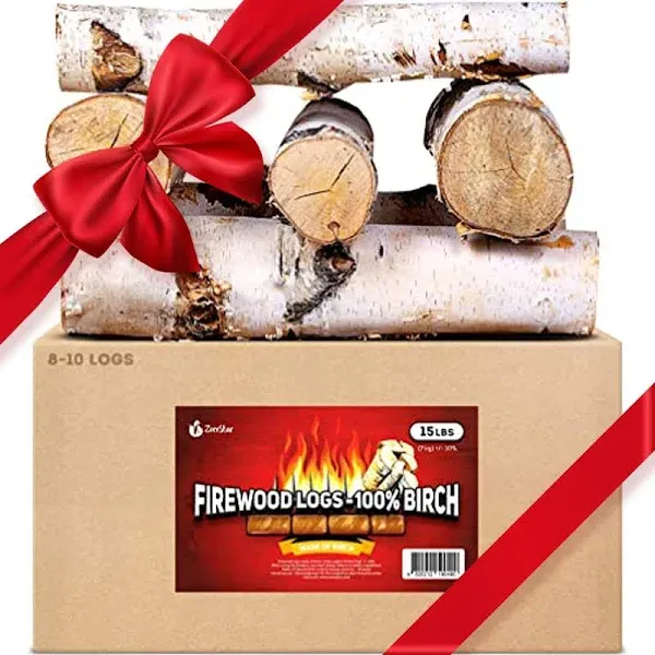 Zorestar 100% Natural Birchwood Fireplace Logs - 8-10 Logs, 14-inch Length - ...