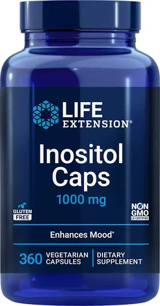 Life Extension Inositol Caps 1000 mg - Myo-inositol Supplement - Gluten-Free, Non-GMO, Vegetarian - 360 Capsules 