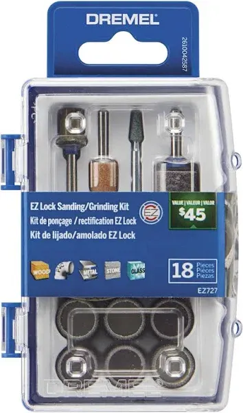 Dremel EZ727-01 EZ Lock Sanding & Grinding Rotary Tool Accessories Kit, 18-Piece Assorted Set - Perfect for Detail Sanding and Sharpening