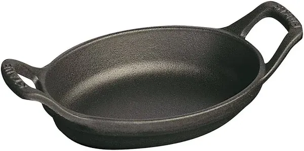 Staub Cast Iron 5.5-inch x 3.8-inch Mini Oval Gratin Baking Dish - Matte Black, Made in France