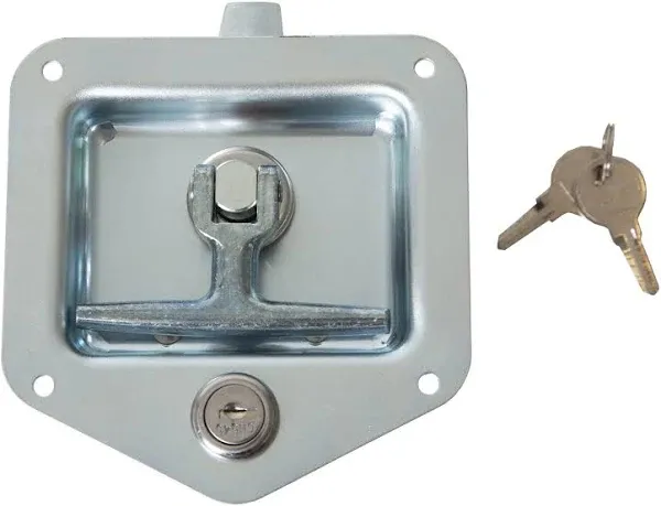 Stainless Single Point T-Handle Latch with Mounting Holes - Zinc Plated