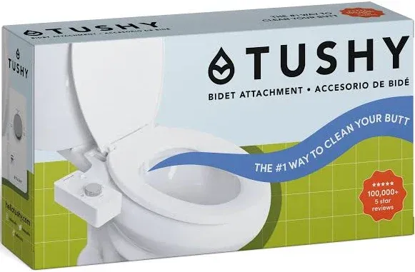 TUSHY Classic 2.0 Bidet Toilet Seat Attachment, White &amp; Silver