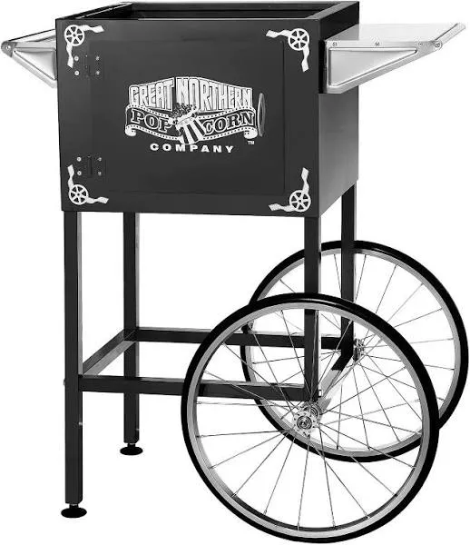 Popcorn Machine Cart Black Replacement Stand for 8 Ounce Poppers 2 Shelves Push Handle