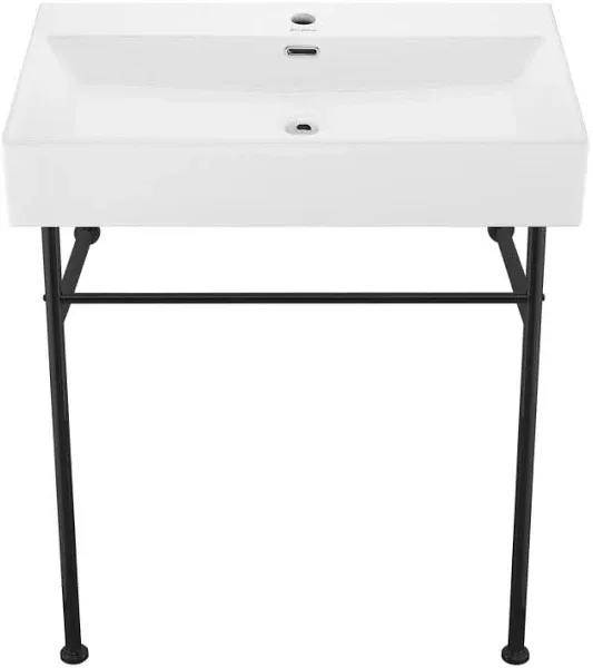 Swiss Madison Console Sinks 35.43&#034;Hx16.53&#034;<wbr/>Wx29.5&#034;L Stainless Steel Modern White