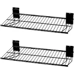 Slatwall Baskets Set of 2, Black, Duty Gargage Storage Slatwall Shelf, Slat Wall Wire Shelf-24 Inch Width, Slatwall Accessories