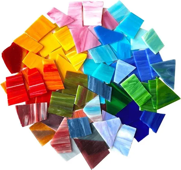  2.2LB Irregular Stained Glass Scraps - Mosaic Glass Pieces &amp; Mixed-A (Opaque)