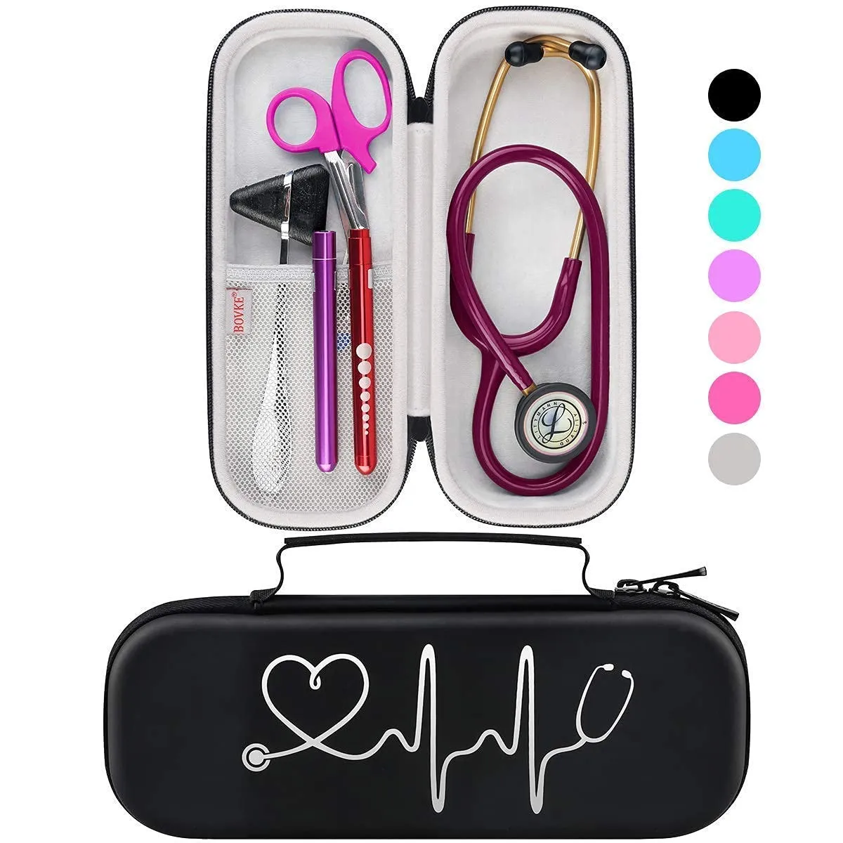 Stethoscope Case for 3M Littmann Classic III, Lightweight II S.E, MDF Acoustica Deluxe Stethoscopes, Extra Room for Nurse Accessories and Medical