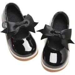 Kiderence Toddler Little Girls Mary Jane Dress Shoes School Oxford for Girls Black Flats Size 10M