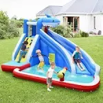 Costway Inflatable Water Slide Shark Bounce House Castle