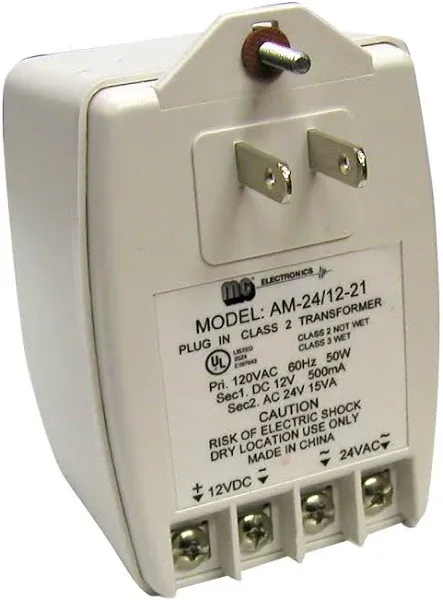 MG Electronics MGT2412DV Dual Voltage Plug-In Transformer