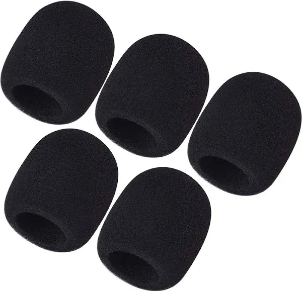 Microphone Muffler Mic Foam Cover Windscreen Sponge Handheld Black 5 Pack