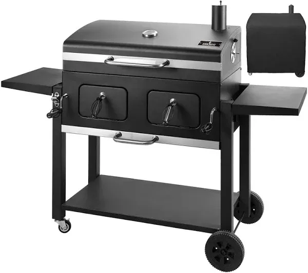 Charcoal Grill Outdoor BBQ Grill, Extra Large Cooking Area 794 Square Inches with Two Individual & Adjustable Charcoal Tray, Foldable Side Tables for Outdoor Cooking Backyard Camping Picnics By DNKMOR