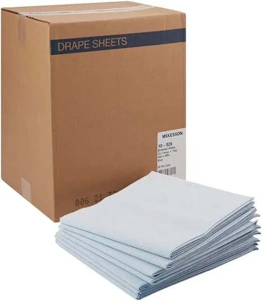 McKesson Drape Exam Sheets, Stretcher Sheet, Disposable, Blue, 40 in x 90 in, 50 Count