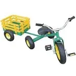 Valley Classic Tricycle with Wagon Set Pull Along Trike Toy Outdoors Kids Exercise All Terrain Cart Green