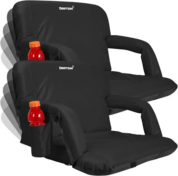 Driftsun 2-Pack Reclining Stadium Seat Bleacher Chairs with Back Support