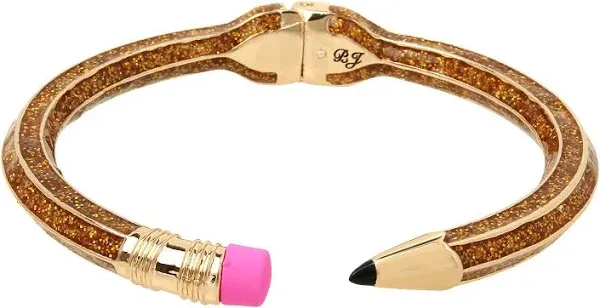 BETSEY JOHNSON &#x27;Back to School&#x27; Gold Sparkly Glitter Hinged Pencil Bracelet NWT