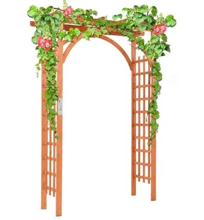 Costway Premium Outdoor Wooden Cedar Arbor Arch Pergola Trellis Wood Garden Yard Lattice