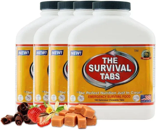 Survival tabs 60-Day Food Supply Emergency Food Ration 720 tabs Survival MREs for Disaster Preparedness for Earthquake Flood Tsunami Gluten Free and