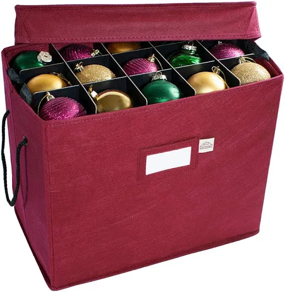 Christmas Ornament Storage Box with Adjustable Acid-Free Dividers, 3 Removabl...