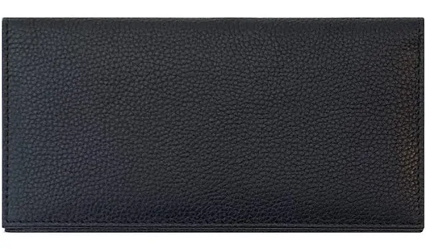 Black Basic Genuine Leather Checkbook Cover For Men &amp; Women