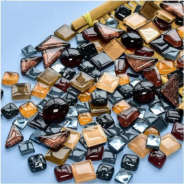 500g Mixed Color Irregular Crystal Mosaic Tiles,Tiny Mosaic Tile DIY Hobbies Children Handmade Crystal Craft for Craft Bathroom Kitchen Home Decoration DIY Art Projects,0.4X0.4 Inch(Black Series)