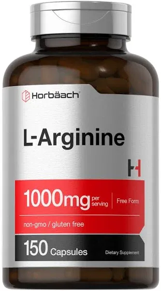 L Arginine 1000mg Capsules | 150 Powder Pills | Free Form | by Horbaach