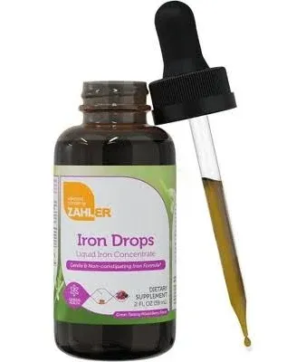 Zahler's Iron Drops, Liquid Iron Concentrate, Gentle and Non-Constipating Iron Formula, 2 Fl OZ