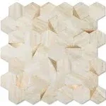 OYASIMI Hexagon Peel and Stick Backsplash for Kitchen Wall, 10 Sheets Heat Resistant Stick On Backsplash PVC Smart Tiles, 12'' Beige Marble