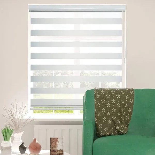 ShadesU Custom Size Zebra Shade Zebra Shades for Windows Privacy Light Filtering Shades (Maxium Height 72inch) (White Color)(Width 33 inch)