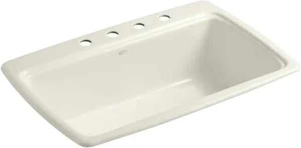 Kohler K-5863-4-96 33" 1-Bowl Top-Mount Enameled Cast Iron Kitchen Sink Biscuit