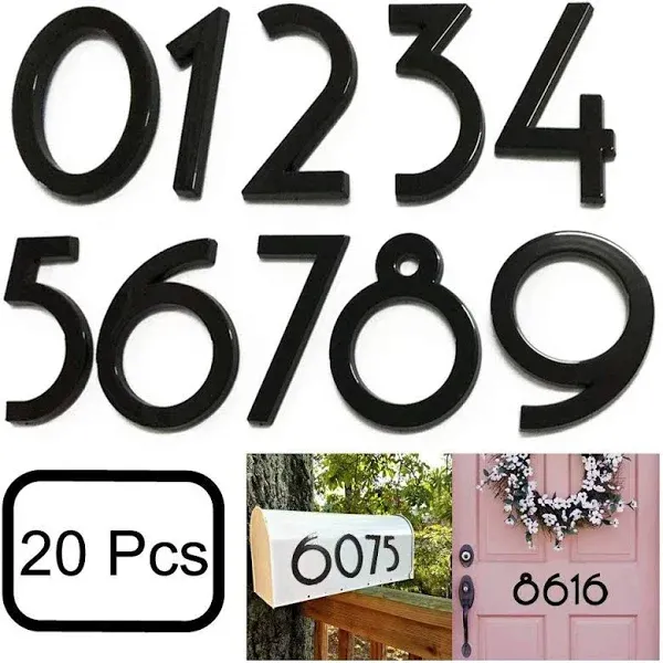 Diggoo 20 Pack Mailbox Numbers 0-9, 2.76 Inch High, Door Address Numbers Stickers for Apartment, House, Room, Office, Cars, Trucks, Black Plating Process Number Sign