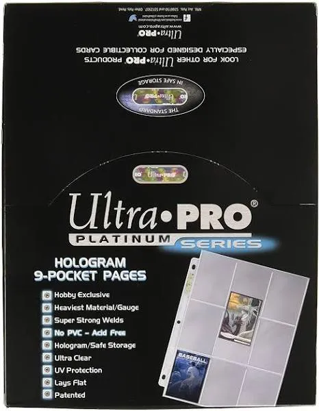 98 LOOSE -  Ultra Pro Platinum Hologram 9-Pocket Pages for Standard Size Cards