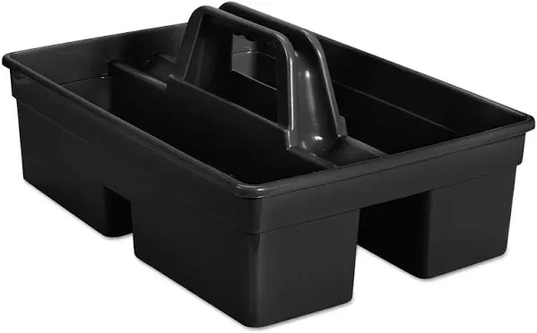 Rubbermaid Commercial Executive Carry Caddy, 2-Compartment, Plastic, Black