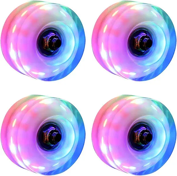 hlaill Roller Skate Wheels Luminous Light Up, with Bearings Outdoor Installed 4 Pack