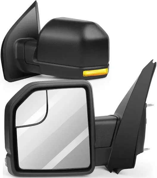 INEEDUP Towing Mirrors Tow Mirrors Fit for 2015-2019 for Ford for F150 with Left Right Side Power Operation Heated with Turn Signal Light Manual Folding