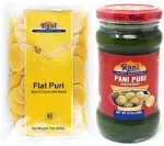 Rani Pani Puri Coins (Uncooked, Microwaveable wheat and Semolina Coins) 7oz (200g) with Pani Puri Concentrate (Sweet & Spicy to make Pani Water 10.5oz (300g) ~ All Natural | Vegan | NON-GMO