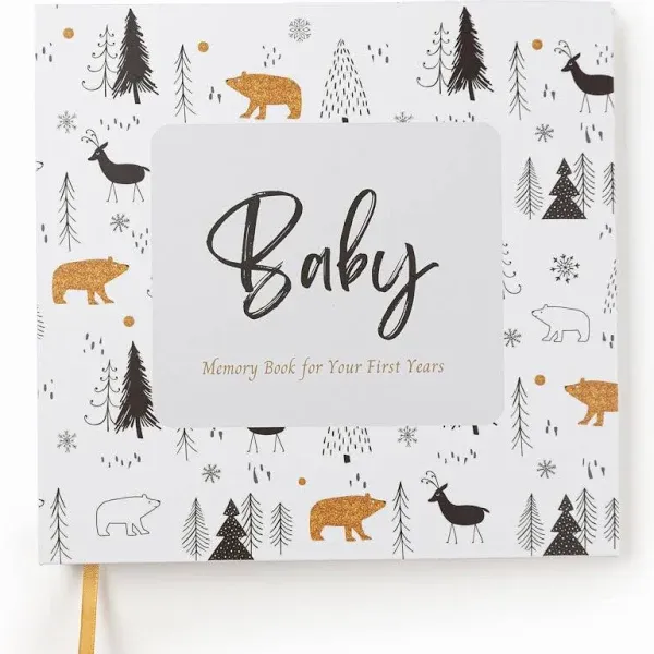 Joss & Lac Gender Neutral | Minimalist Keepsake Memory Book Photo Album for Baby Boy or Girl First 5 Years – A Milestone Book to Record Every Event from Birth to Age 5 (Black Forest)