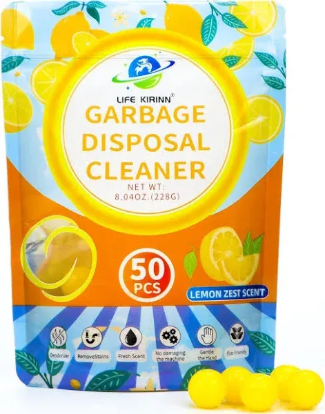 Garbage Disposer Freshener,Sink Disposal Odor Eliminator,50 Count Lemon Scented Deodorizer Drops,Kitchen Sink Freshener Pods