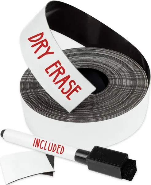 Dry Erase Magnetic Strips 1 Inch x 25 Magnetic Tape Roll Blank Write On Magnets Sticky Labels and Stickers