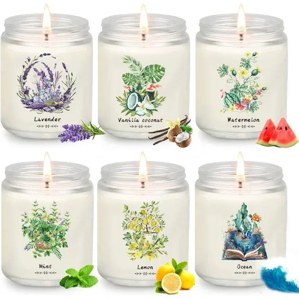 6 Pack Scented Aromatherapy Candle Gift Set for Women