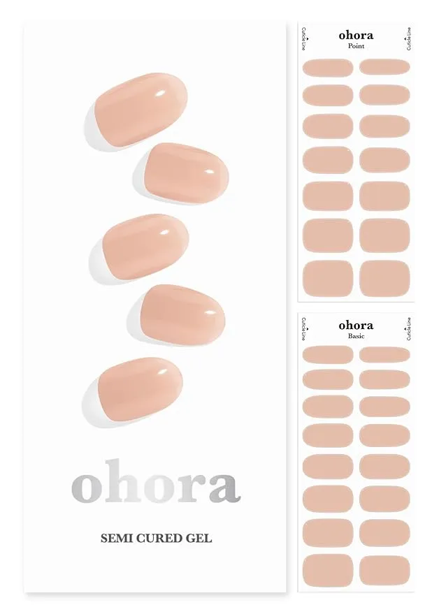 ohora Semi Cured Gel Nail Strips (N Bare Peach) - Works with Any Nail Lamps, Salon-Quality, Easy to Apply & Remove - Christmas Gel Nail Wraps, stickers, Christmas stockings